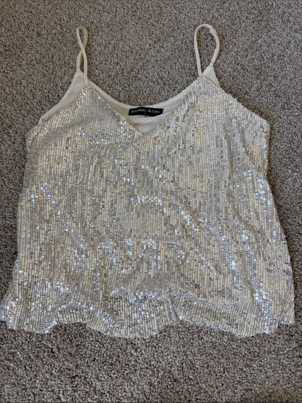 Bordeaux Silver Sequin V-Neck Camisole